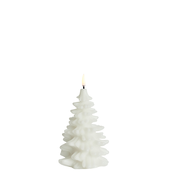 Uyuni Kerstboom led kaars gemaakt van wax, wit 10 x 15cm