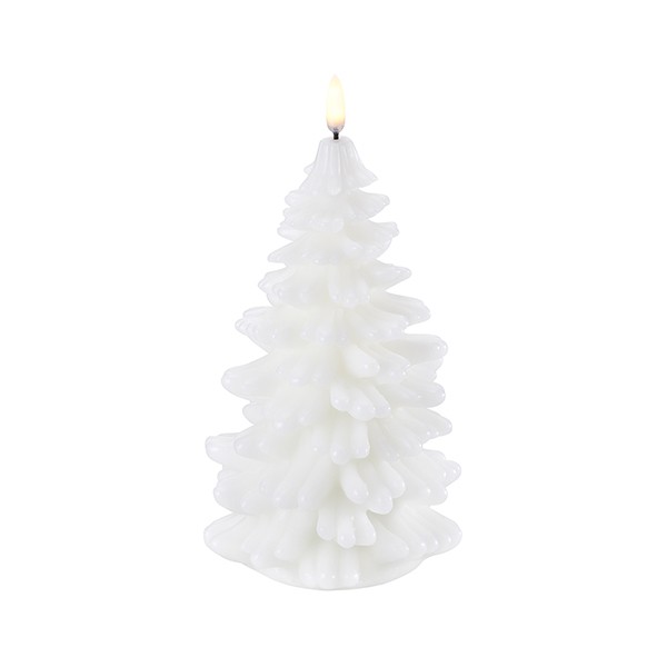 Uyuni Kerstboom led kaars gemaakt van wax, wit 11 x 18cm