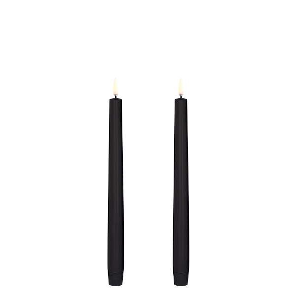 Uyuni diner kaarsen zwart set van 2 (25cm lang)