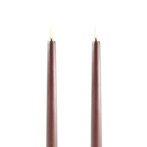 Uyuni LED diner kaarsen bruin set van 2 (25cm)