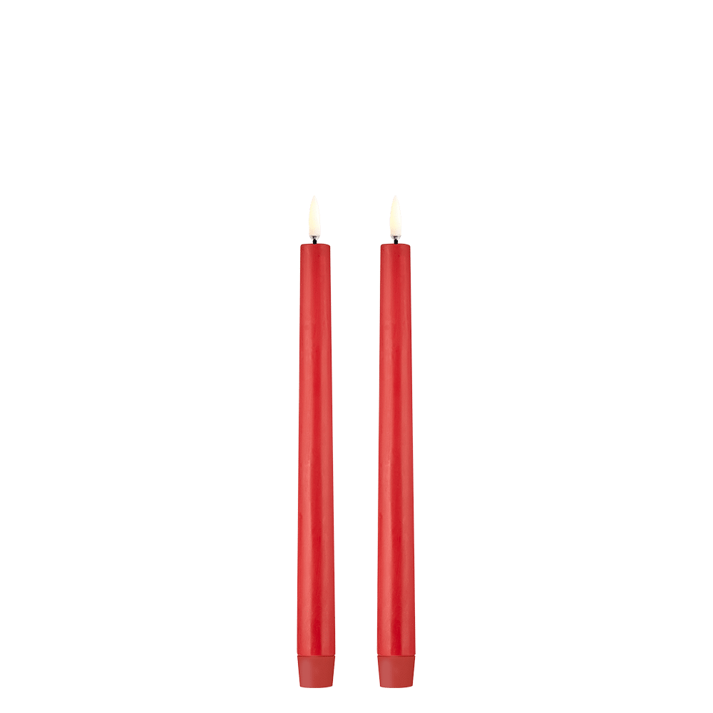 Uyuni LED diner kaarsen rood set van 2 (25cm)