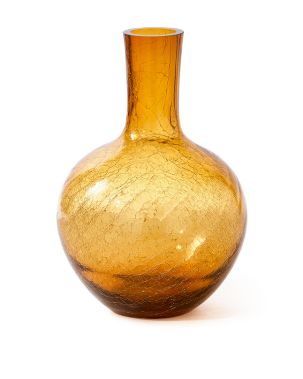 Gecraqueleerde glazen bolvaas L amber