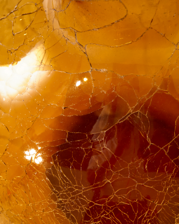 Gecraqueleerde glazen bolvaas L amber - Afbeelding 3