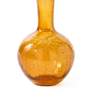 Gecraqueleerde glazen bolvaas S amber