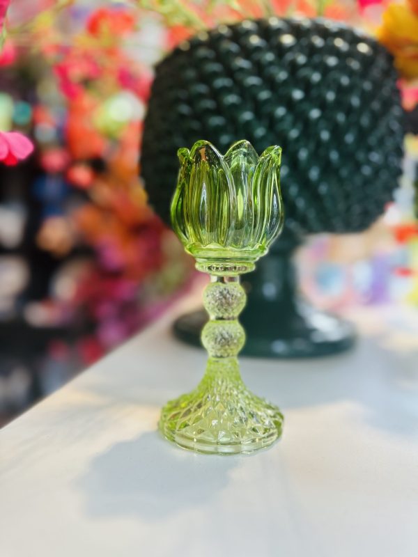 Tulpentheelicht van glas - volledig groen