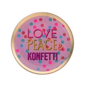 Love plate - love, peace & konfetti - 13x1x13cm