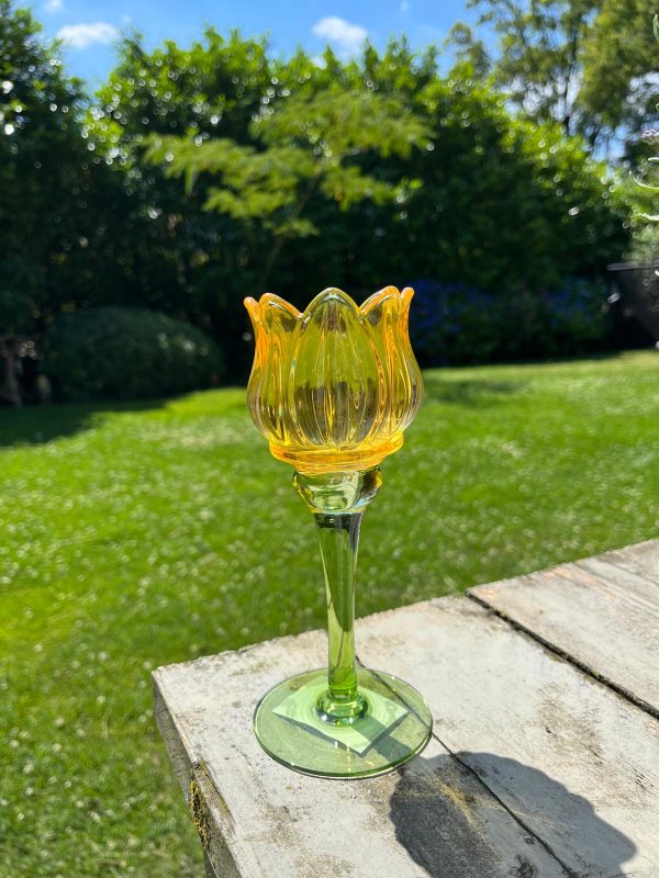 Tulpentheelicht geel 8x8x19cm