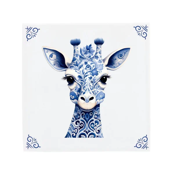 Delfts Blauw tegeltje Giraffe