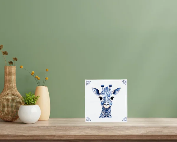 Delfts Blauw tegeltje Giraffe - Afbeelding 2