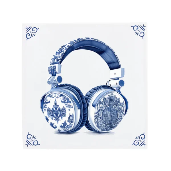 Delfts Blauw tegeltje Koptelefoon