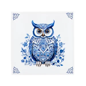 Delfts Blauw tegeltje Uil