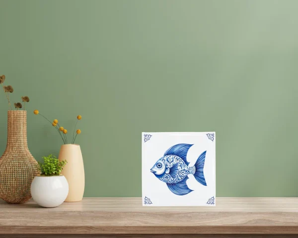 Delfts Blauw tegeltje Vis - Afbeelding 2
