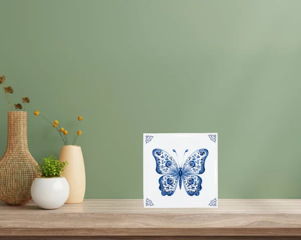 Delfts Blauw tegeltje Vlinder - Afbeelding 2