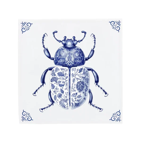 Delfts Blauw tegeltje Witte Kever