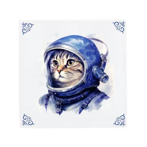 Delfts Blauw tegeltje Ruimte Kat
