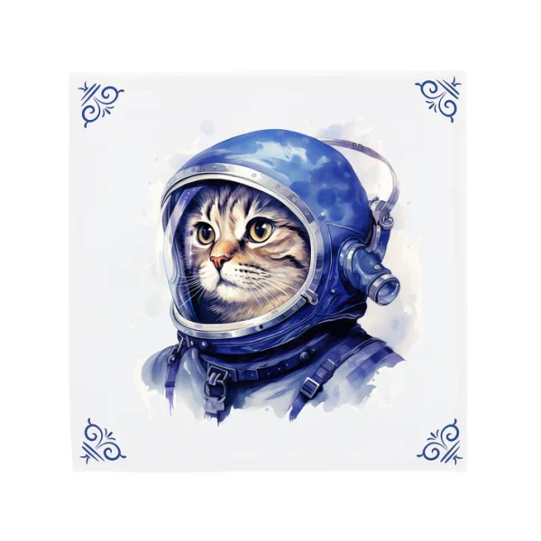 Delfts Blauw tegeltje Ruimte Kat