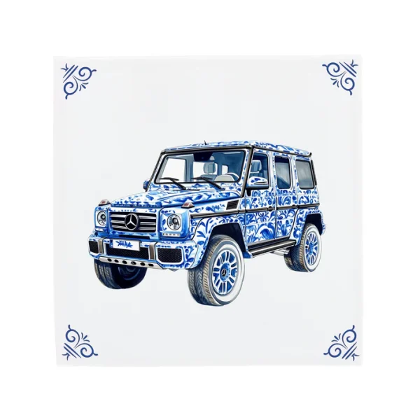 Delfts Blauw tegeltje Klassieke Mercedes-Benz G-Klasse