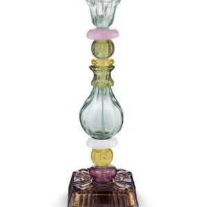 Kandelaar groen hoog model (28cm hoog)